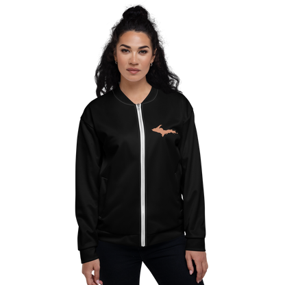 Michigan Upper Peninsula Bomber Jacket (w/ Copper UP Outline) | Black