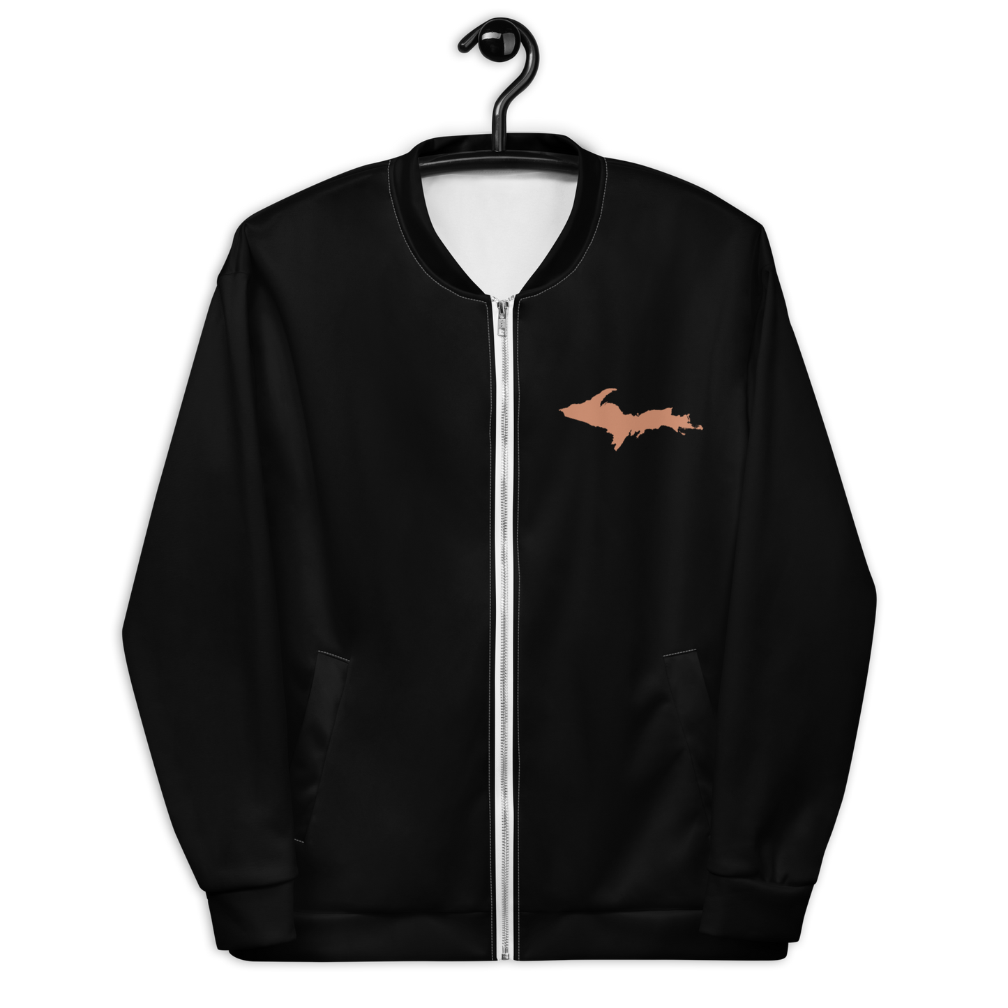 Michigan Upper Peninsula Bomber Jacket (w/ Copper UP Outline) | Black