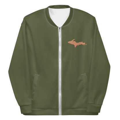 Michigan Upper Peninsula Bomber Jacket (w/ Copper UP Outline) | Army Green