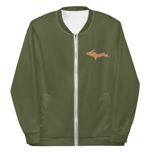 Michigan Upper Peninsula Bomber Jacket (w/ Copper UP Outline) | Army Green