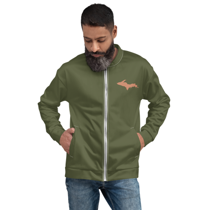 Michigan Upper Peninsula Bomber Jacket (w/ Copper UP Outline) | Army Green