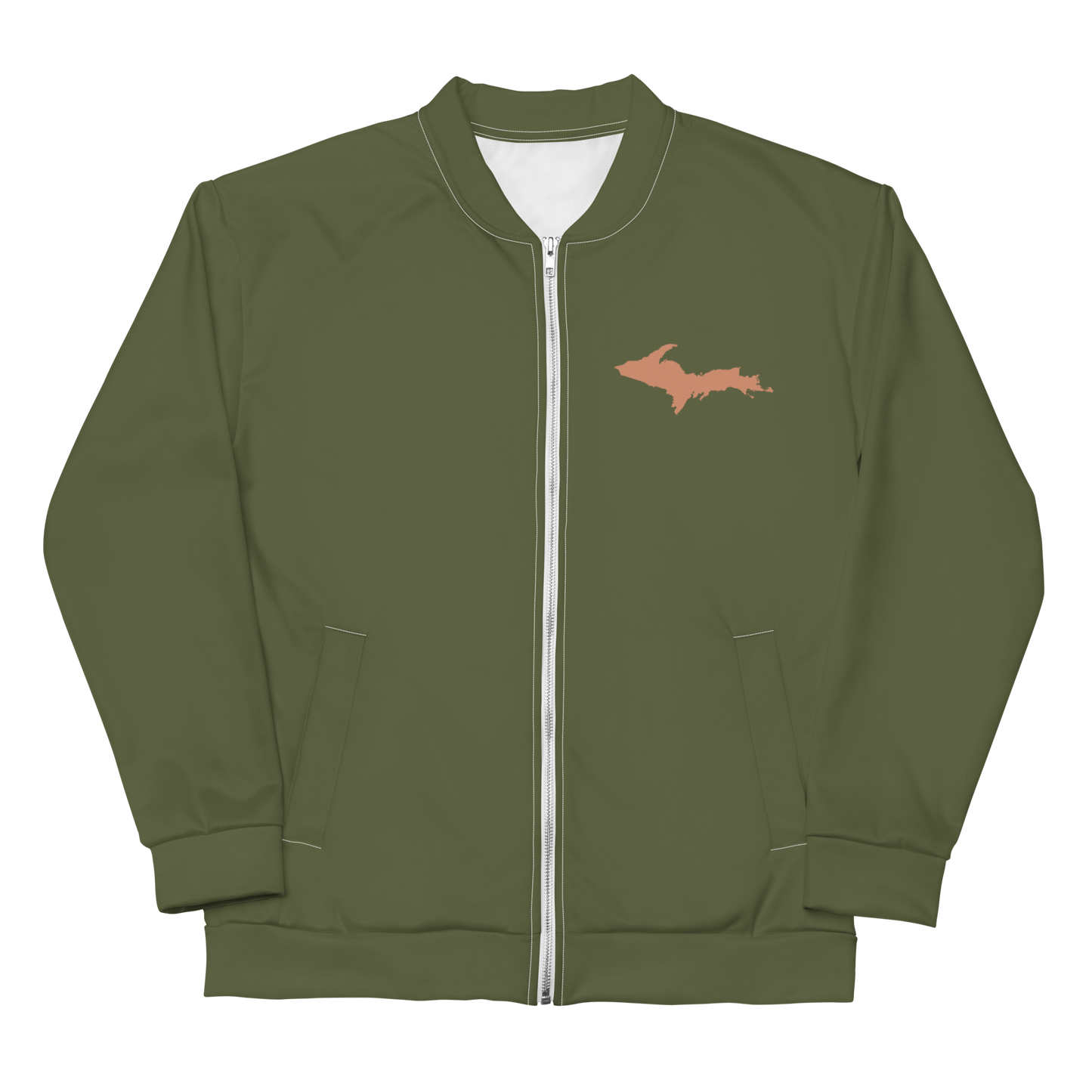 Michigan Upper Peninsula Bomber Jacket (w/ Copper UP Outline) | Army Green