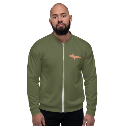 Michigan Upper Peninsula Bomber Jacket (w/ Copper UP Outline) | Army Green