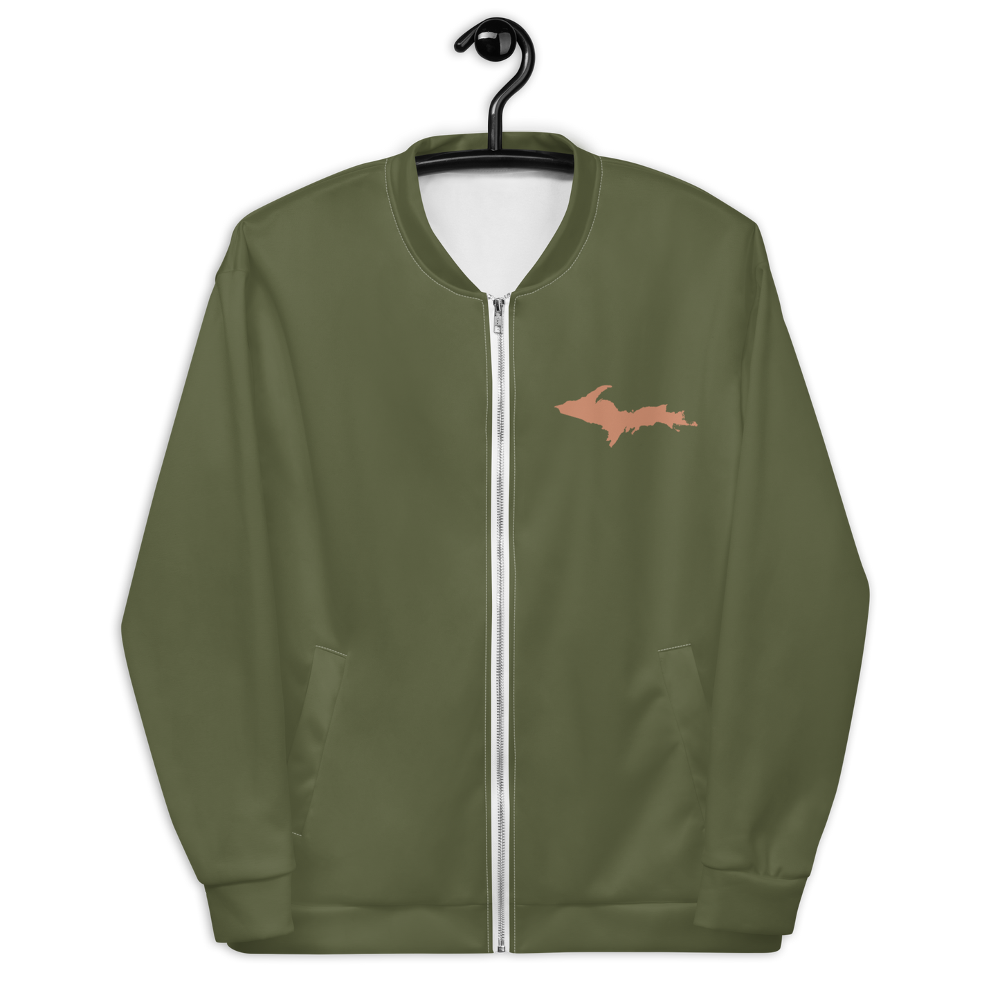 Michigan Upper Peninsula Bomber Jacket (w/ Copper UP Outline) | Army Green