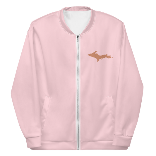 Michigan Upper Peninsula Bomber Jacket (w/ Copper UP Outline) | Pale Pink