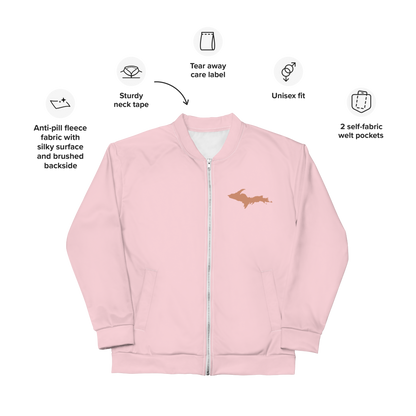 Michigan Upper Peninsula Bomber Jacket (w/ Copper UP Outline) | Pale Pink