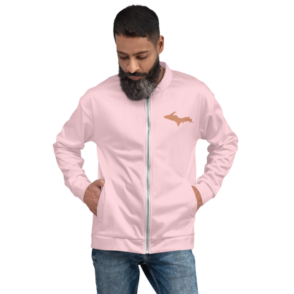 Michigan Upper Peninsula Bomber Jacket (w/ Copper UP Outline) | Pale Pink