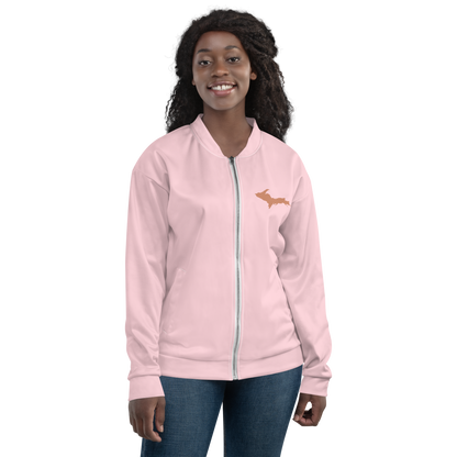 Michigan Upper Peninsula Bomber Jacket (w/ Copper UP Outline) | Pale Pink