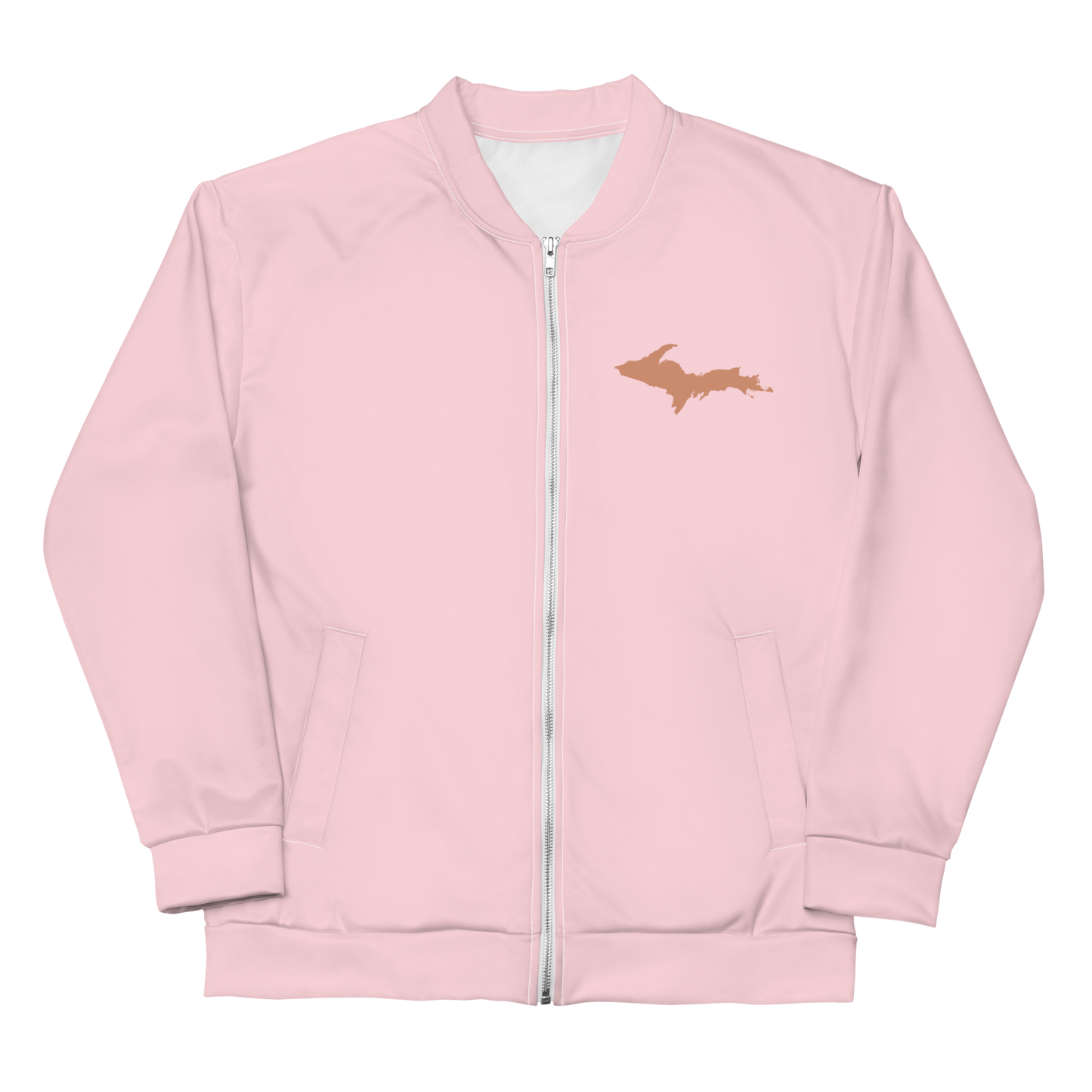 Michigan Upper Peninsula Bomber Jacket (w/ Copper UP Outline) | Pale Pink