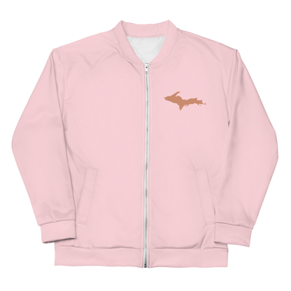 Michigan Upper Peninsula Bomber Jacket (w/ Copper UP Outline) | Pale Pink