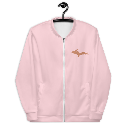 Michigan Upper Peninsula Bomber Jacket (w/ Copper UP Outline) | Pale Pink