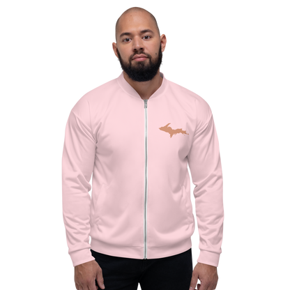 Michigan Upper Peninsula Bomber Jacket (w/ Copper UP Outline) | Pale Pink