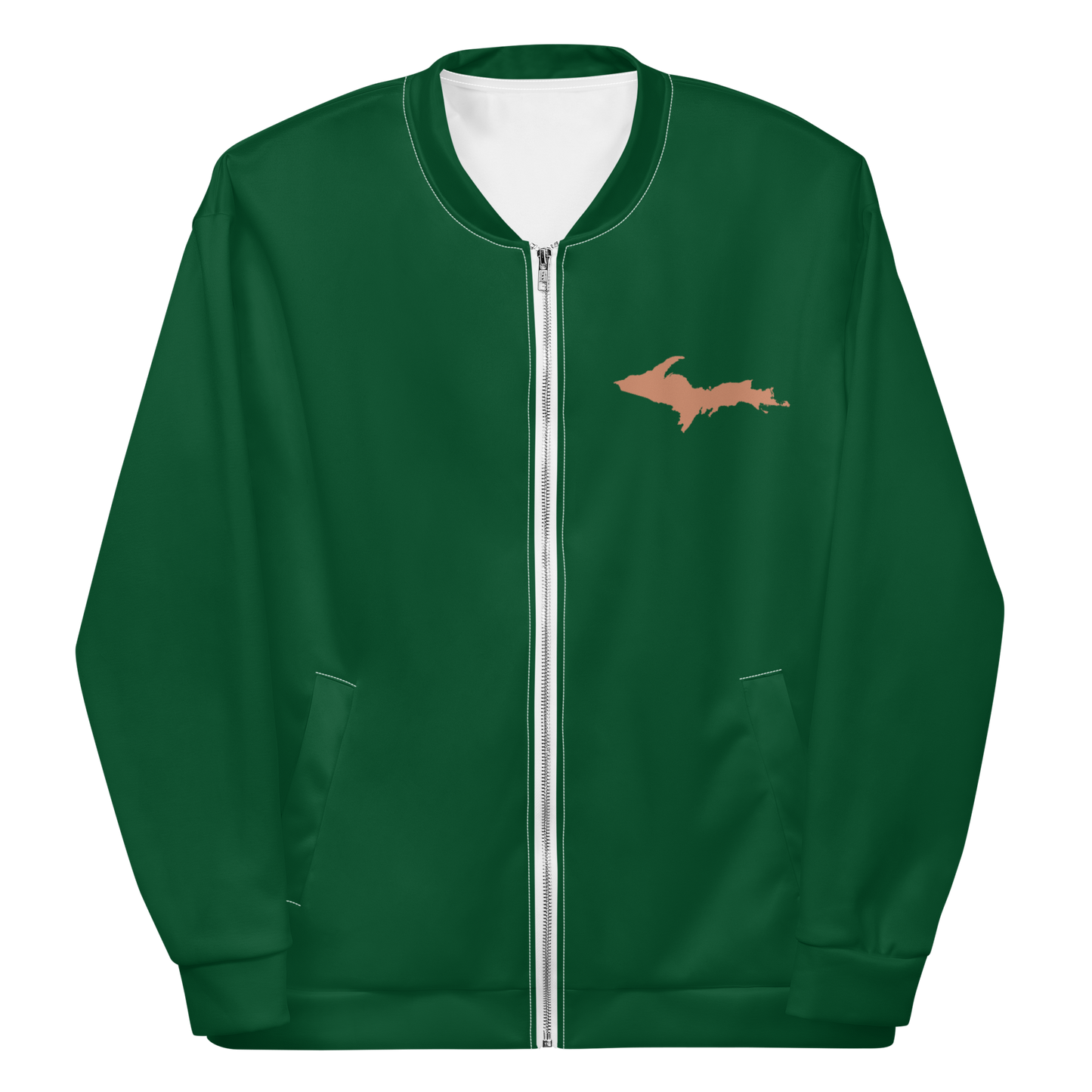 Michigan Upper Peninsula Bomber Jacket (w/ Copper UP Outline) | Green