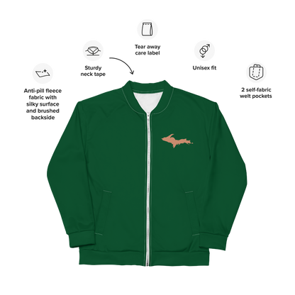 Michigan Upper Peninsula Bomber Jacket (w/ Copper UP Outline) | Green