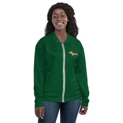 Michigan Upper Peninsula Bomber Jacket (w/ Copper UP Outline) | Green