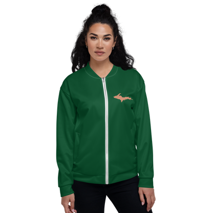 Michigan Upper Peninsula Bomber Jacket (w/ Copper UP Outline) | Green