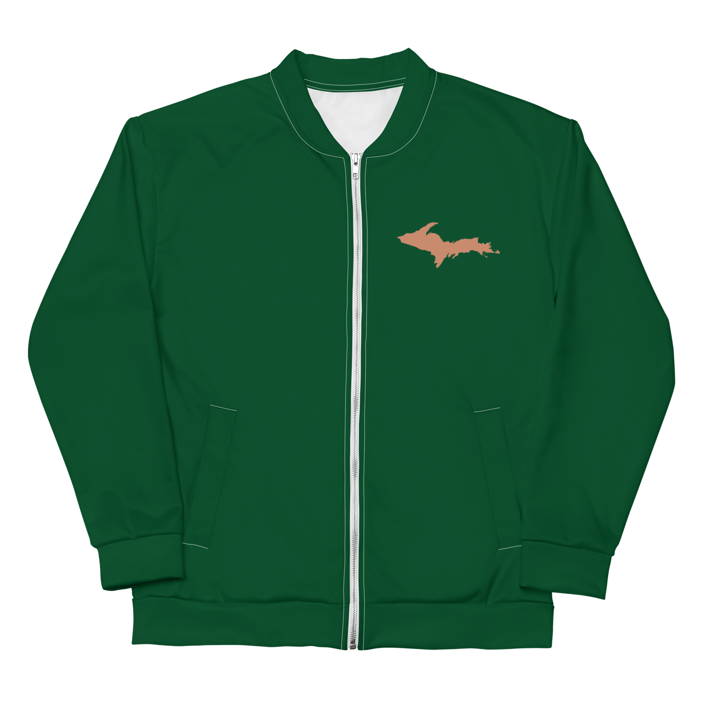 Michigan Upper Peninsula Bomber Jacket (w/ Copper UP Outline) | Green