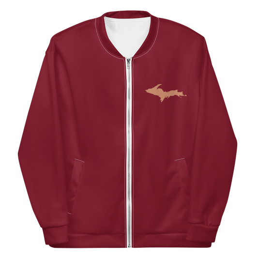 Michigan Upper Peninsula Bomber Jacket (w/ Copper UP Outline) | Burgundy