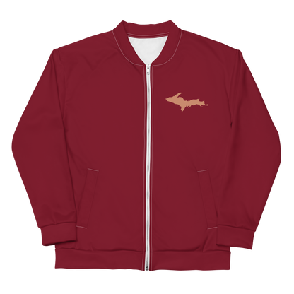 Michigan Upper Peninsula Bomber Jacket (w/ Copper UP Outline) | Burgundy