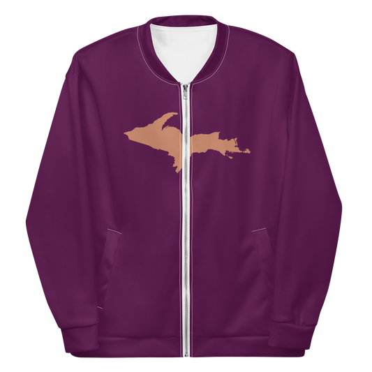 Michigan Upper Peninsula Bomber Jacket (w/ Copper UP Outline) | Tyrian Purple