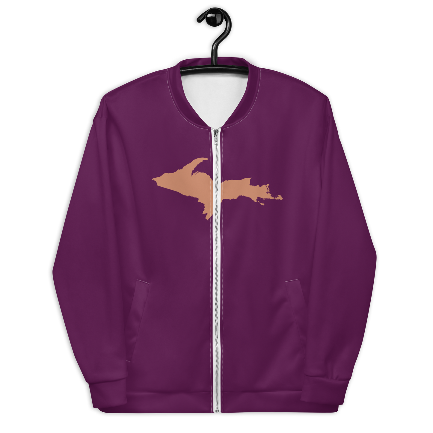 Michigan Upper Peninsula Bomber Jacket (w/ Copper UP Outline) | Tyrian Purple