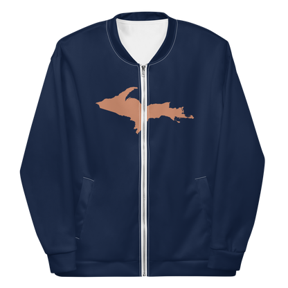 Michigan Upper Peninsula Bomber Jacket (w/ Large Copper UP Outline) | Navy