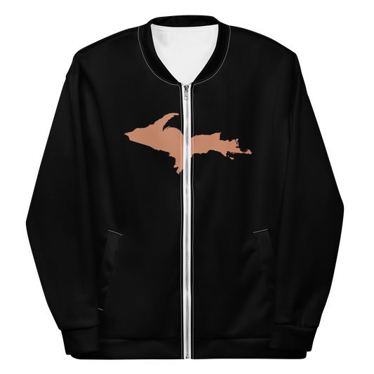 Michigan Upper Peninsula Bomber Jacket (w/ Large Copper UP Outline) | Black