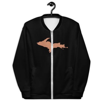 Michigan Upper Peninsula Bomber Jacket (w/ Large Copper UP Outline) | Black