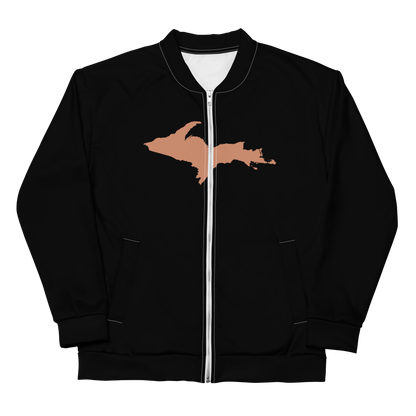 Michigan Upper Peninsula Bomber Jacket (w/ Large Copper UP Outline) | Black