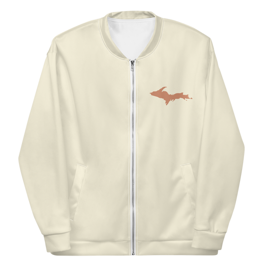 Michigan Upper Peninsula Bomber Jacket (w/ Large Copper UP Outline) | Ivory