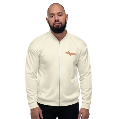 Michigan Upper Peninsula Bomber Jacket (w/ Large Copper UP Outline) | Ivory