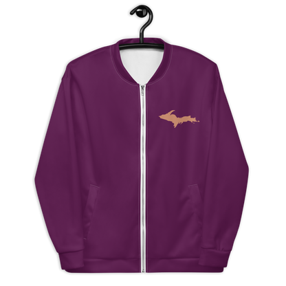 Michigan Upper Peninsula Bomber Jacket (w/ Large Copper UP Outline) | Tyrian Purple