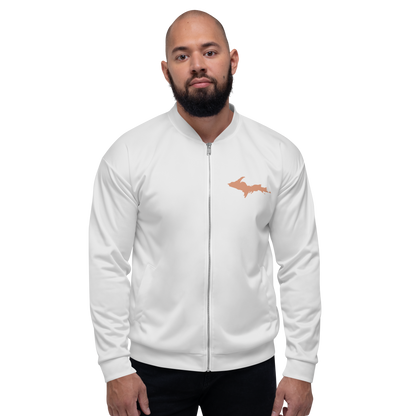 Michigan Upper Peninsula Bomber Jacket (w/ Copper UP Outline) | Light Silver