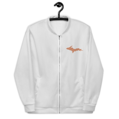 Michigan Upper Peninsula Bomber Jacket (w/ Copper UP Outline) | Light Silver