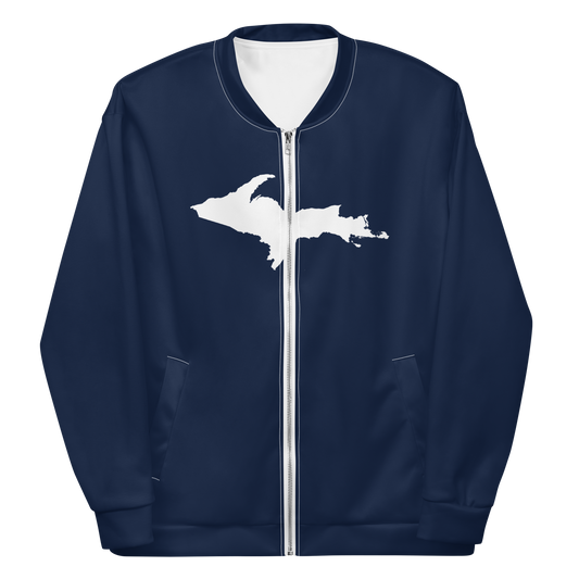 Michigan Upper Peninsula Bomber Jacket (w/ Large UP Outline) | Navy