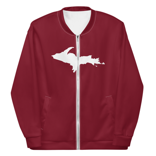 Michigan Upper Peninsula Bomber Jacket (w/ Large UP Outline) | Burgundy