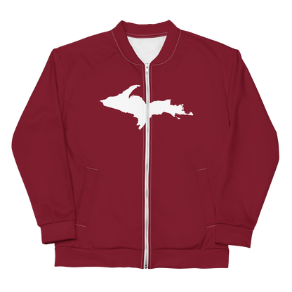 Michigan Upper Peninsula Bomber Jacket (w/ Large UP Outline) | Burgundy