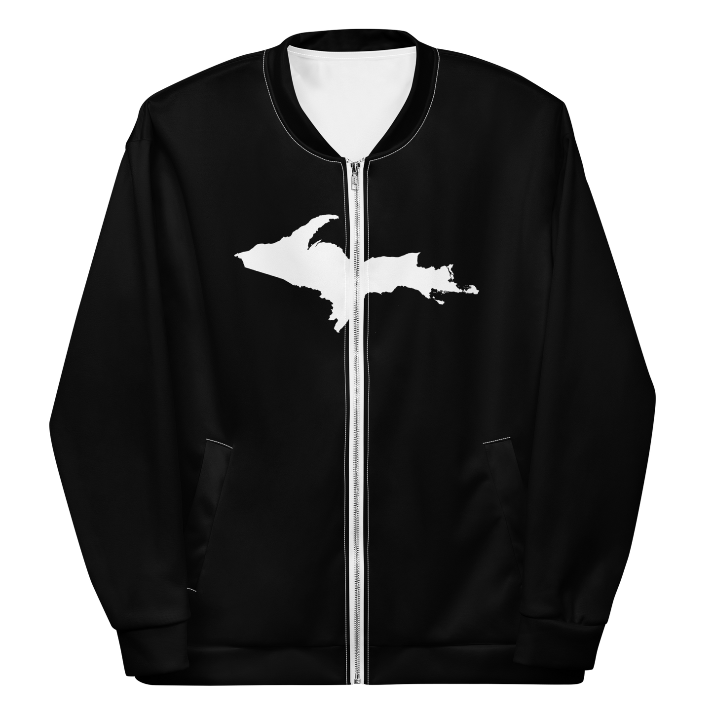 Michigan Upper Peninsula Bomber Jacket (w/ Large UP Outline) | Black