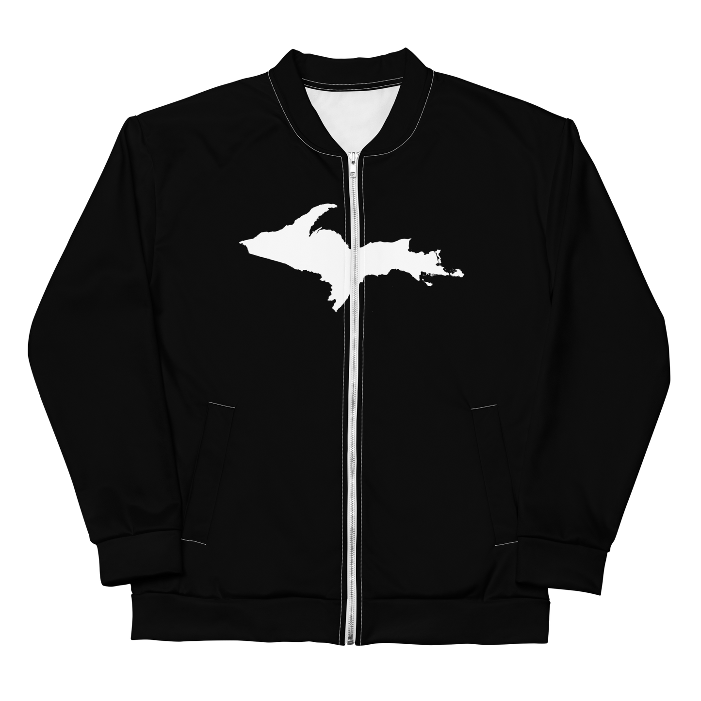 Michigan Upper Peninsula Bomber Jacket (w/ Large UP Outline) | Black