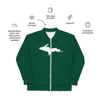 Michigan Upper Peninsula Bomber Jacket (w/ Large UP Outline) | Green