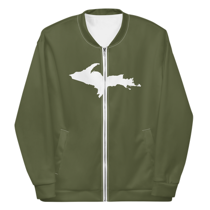 Michigan Upper Peninsula Bomber Jacket (w/ Large UP Outline) | Army Green