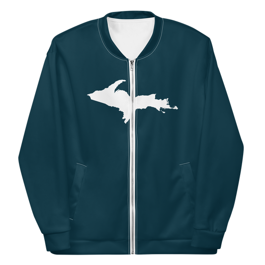 Michigan Upper Peninsula Bomber Jacket (w/ Large UP Outline) | Teal