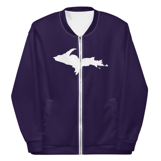 Michigan Upper Peninsula Bomber Jacket (w/ Large UP Outline) | Blackcurrant Color