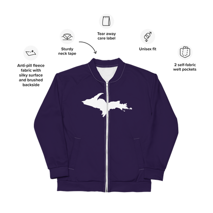 Michigan Upper Peninsula Bomber Jacket (w/ Large UP Outline) | Blackcurrant Color