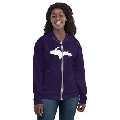 Michigan Upper Peninsula Bomber Jacket (w/ Large UP Outline) | Blackcurrant Color