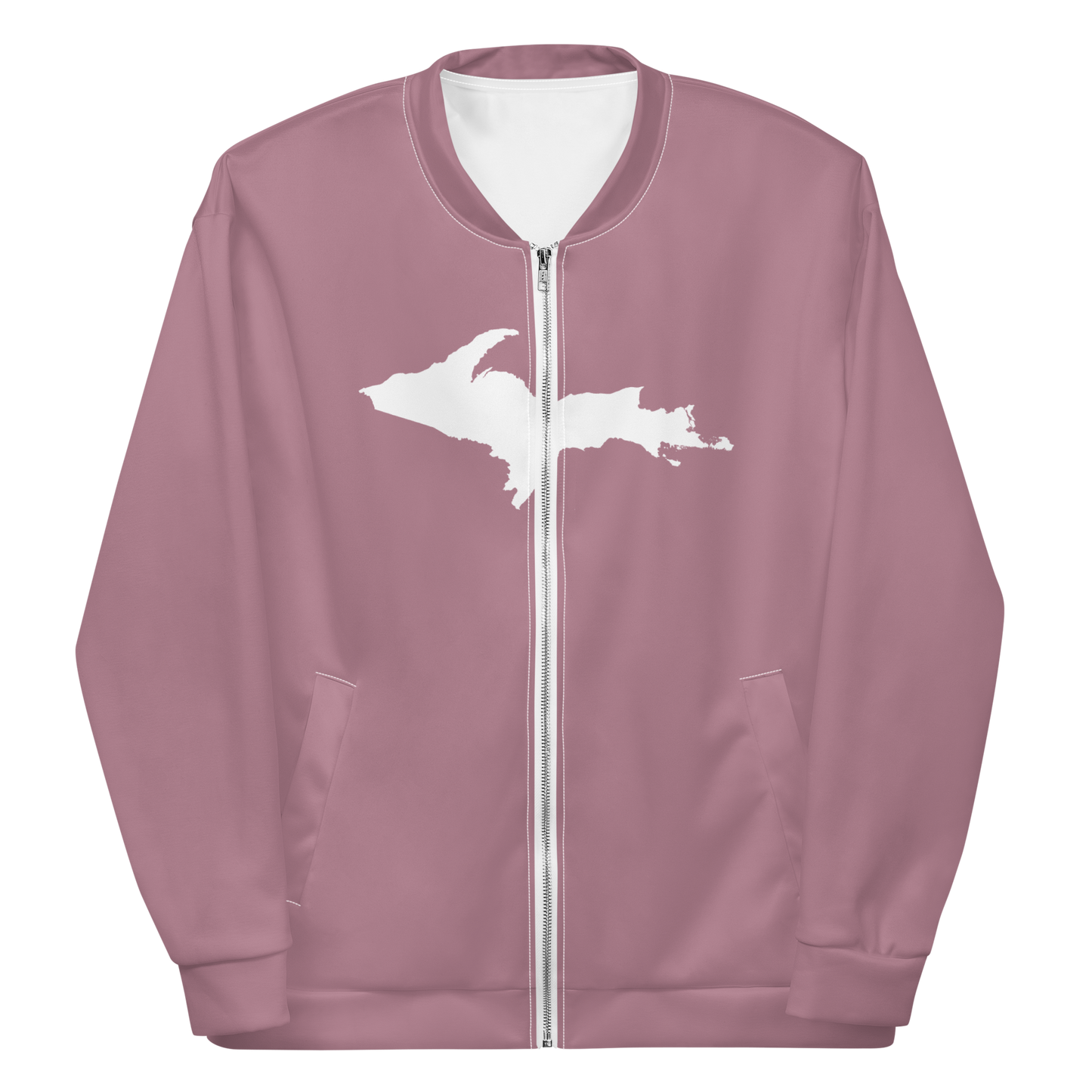 Michigan Upper Peninsula Bomber Jacket (w/ Large UP Outline) | Cherry Blossom Pink