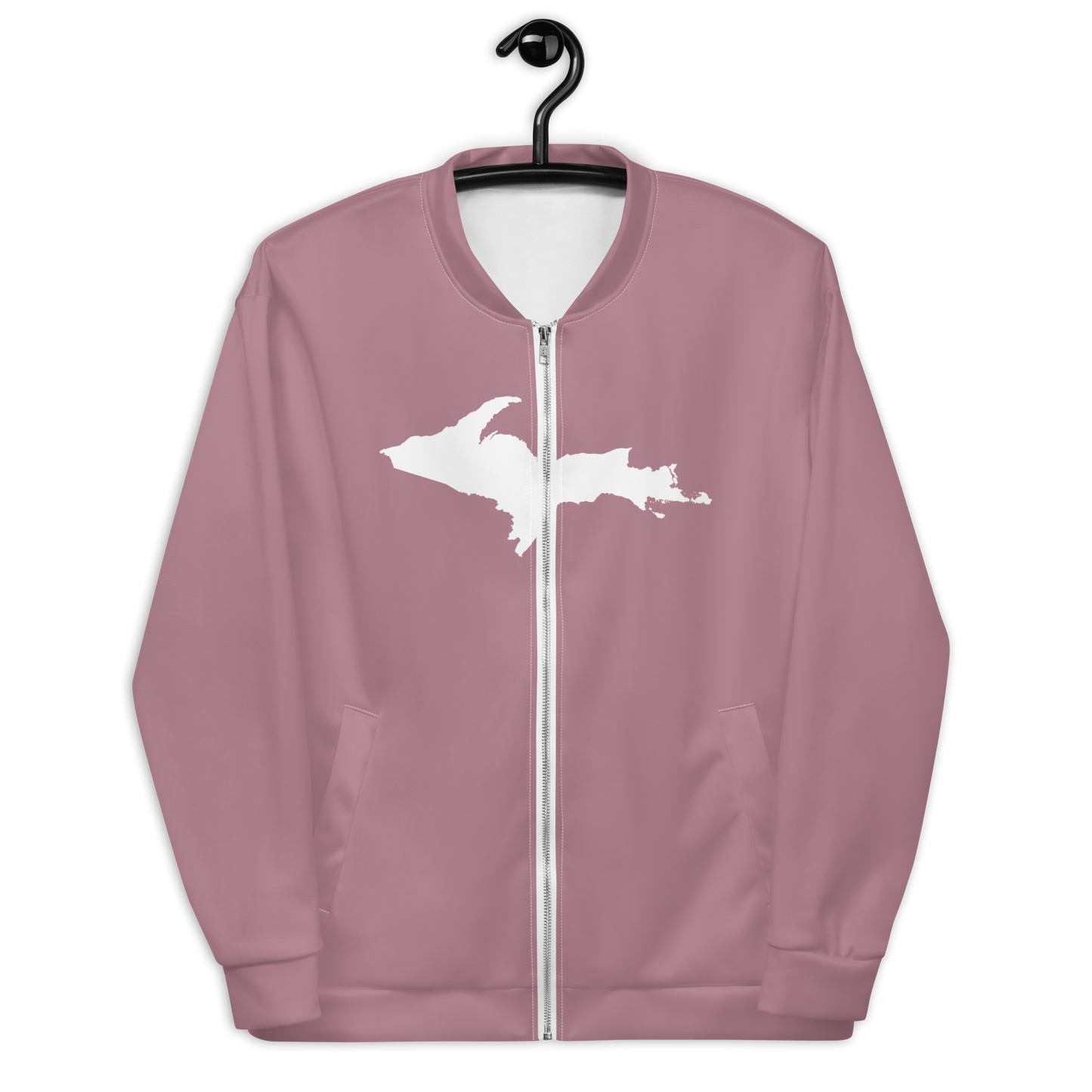 Michigan Upper Peninsula Bomber Jacket (w/ Large UP Outline) | Cherry Blossom Pink