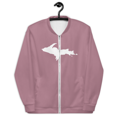 Michigan Upper Peninsula Bomber Jacket (w/ Large UP Outline) | Cherry Blossom Pink