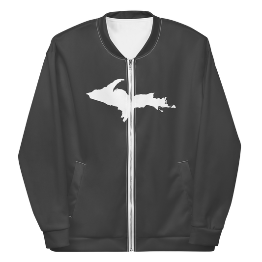 Michigan Upper Peninsula Bomber Jacket (w/ Large UP Outline) | Iron Ore Grey