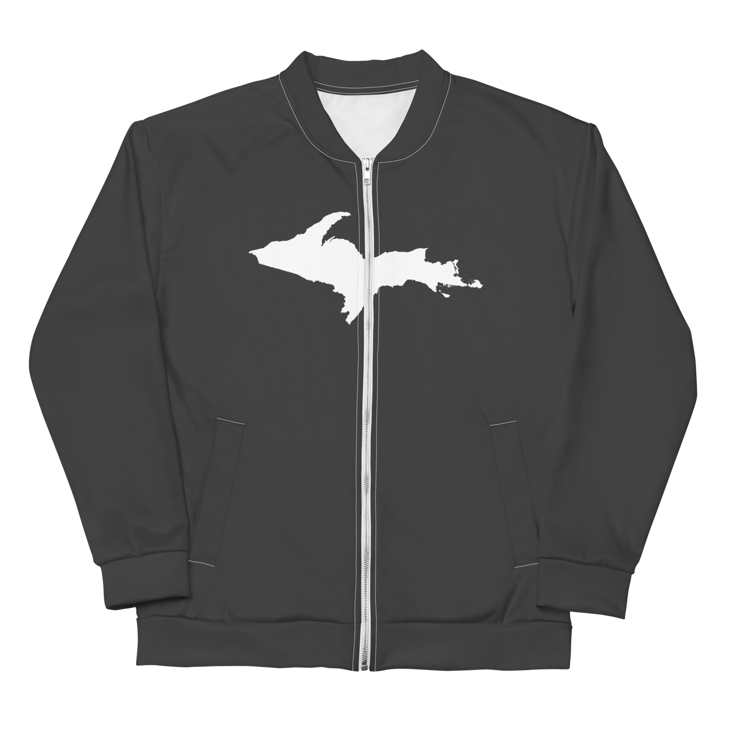 Michigan Upper Peninsula Bomber Jacket (w/ Large UP Outline) | Iron Ore Grey